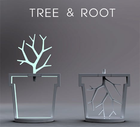 树和根灯由Kitae Pak设计