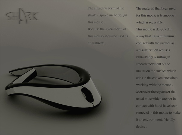 Alireza Haji & Mahbod Ashraf设计的鲨鱼鼠标概念