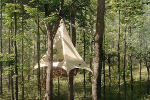 这些模块化的野营树帐篷是为了鼓励可持续的社区旅行而设计的!