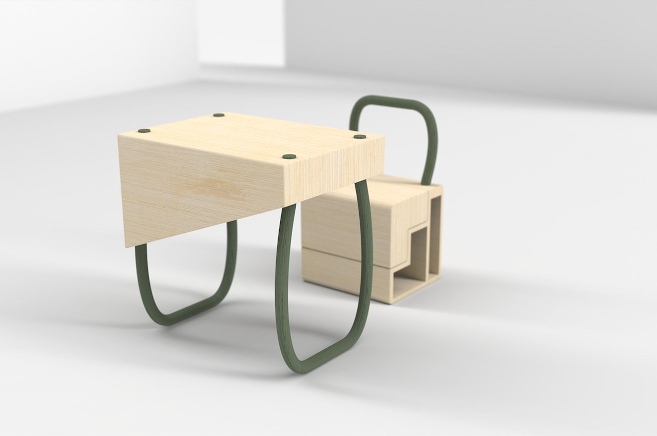 概念绑带椅和桌子的细节