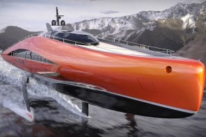 拉扎里尼设计的碳复合材料超级游艇以令人目眩的速度在水面上滑行