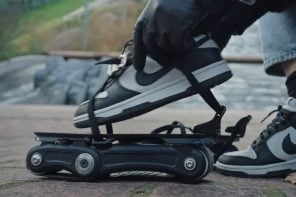 智能滚动滑冰使用传送器带轨迹提供超人行走能力