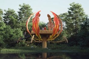 火Lily-shaped观景台创建一个美丽的自然湿地的平台