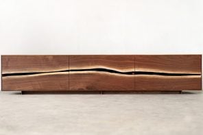 这个最小的木制家具系列颂扬了木材的自然纹理和纹理