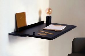 这款极简的宜家折叠桌可兼作装饰架子