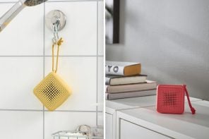 宜家推出了一款香皂形状的小型无线扬声器，可以在洗澡卡拉ok时防水
