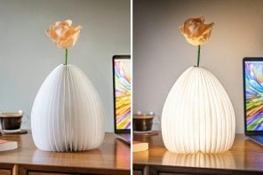 这个别致的折纸风格的花瓶也可以作为一个温暖的环境光