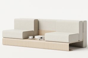 柔滑的是最终的多功能+模块化沙发和一个集成的咖啡桌