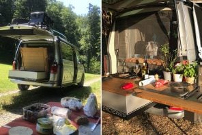 这款终极拉出式厨房为您的大众露营车增加了炉灶，烤架，准备区和存储空间